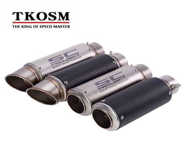 TKOSM Motorcycle d'échappement tuyau laser Entrée de silencieux 51 mm 61 mm SC GP Monsieurs d'échappement Tipe d'échappement en fibre de carbone avec autocollant Laser LO4616235