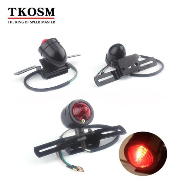 TKOSM Ampoule de feu arrière rouge pour moto Chopper Bobber Custom 12 V Café Racer Clignotant de moto 2696226