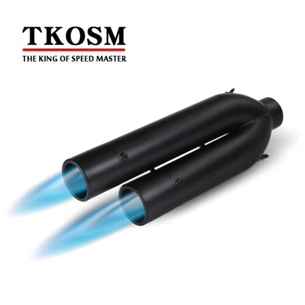 TKOSM Universal Fibra de Carbono 51mm 2 Agujeros Silenciador de Escape Modificado para Motocicleta Caja de Tubo para Yamaha FZ1 para Kawasaki Z750 ER6N Z800