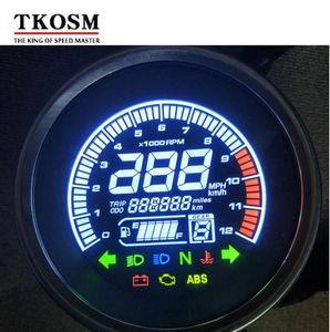 TKOSM Universal Nouveau compteur de vitesse de vitesse de moto numérique rétro Digital