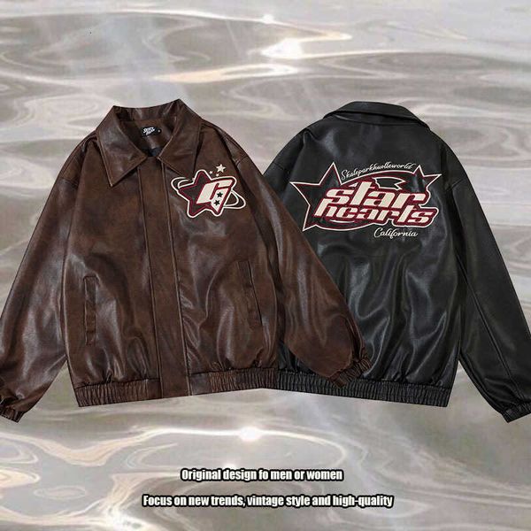 TKPA chaqueta de carreras de cuero de imitación de marca vintage americana estilo de motocicleta de calle alta para hombres y mujeres primavera otoño