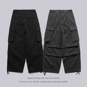 TKPA Harajuku Street Work Wear Pantalones Casuales para Hombres y Mujeres Pierna Recta Suelta Pareja Ancha Versátil Largo