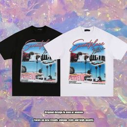 TKPA West Coast Hip-hop imprimé surdimensionné à manches courtes T-shirt pour hommes et femmes, marque de mode américaine lâche demi manches T-shirt