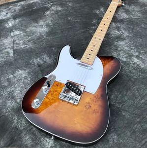 Guitare électrique tl gaucher Sunburst Burl Maple Top Custom Shop Guitarra