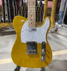 Tl-guitare électrique White Pearl Pickguard, touche en érable, couleur jaune Nature, guitare de haute qualité, livraison gratuite