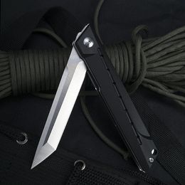 Couteau pliant tactique noir durable à manche g10, lame d2 pour le camping en plein air, la chasse et la survie, TL-J024