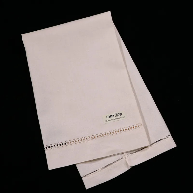 TL003: 12 peças/pacote 55% linho 45% algodão Toalha de mão toalhas de hóspedes com borda costurada LL