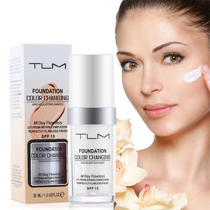 TLM 30ml Foundation Cream Color Changing Liquid Waterproof Water-Resistant Base Hydrating Oil-control Base Foundation