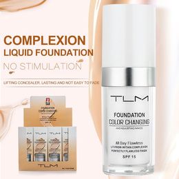 TLM 30 ml magische kleur veranderende vloeistof foundation oliecontrole gezichtskap camonchaler langdurige make -up skin tone foundation tslm12468023