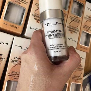 TLM 30ML Base de Maquillaje Líquida que Cambia de Color Mágico Base de Maquillaje Corrector de Cara Desnuda Maquillaje de Larga Duración Base de Tono de Piel 3 Piezas