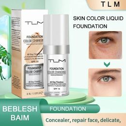 TLM TUM Liquid Foundation Cream Professionnel Couverture Complète Visage Correcteur Base de Maquillage Imperméable Éclaircir Couverture Dark Circles30ML 240220