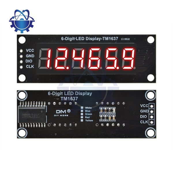 TM1637 Pantalla 6 bits 7 segmentos Módulo de visualización LED digital para Arduino 0.56 pulgadas Nixie Clock Digital Display Tube Board