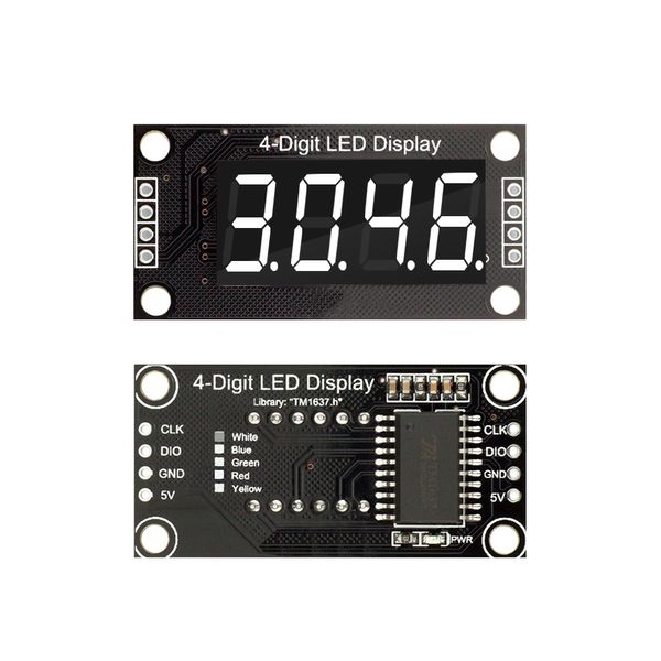 TM1637 Módulo de visualización LED para Arduino 4 dígitos 7 segmento 0.36 pulgadas Módulo de tubo indicador de reloj de tiempo rojo verde amarillo blanco