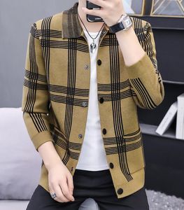 TM520 hommes designer pull marque plaid cardigan coupe ajustée à manches longues automne hommes pull