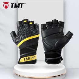 TMT Cuir De Mouton Gym Gants Musculation Haltérophilie Fitness Gant Antidérapant Respirant Long Poignet Soutien Haltère Sport Q0107