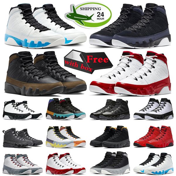 Free Box Jumpman 9 9s chaussures de basket-ball baskets pour hommes poudre bleu clair olive feu rouge particule gris hommes formateurs sport