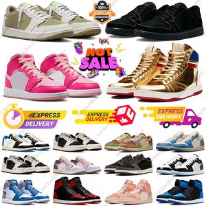 Envío gratis Jumpman 1 zapatos de baloncesto altos 1s bajo Canary Golf Olive Royal Reimagined Soft Pink Tan Gum True Blue Bred hombres mujeres zapatillas de deporte deportes al aire libre