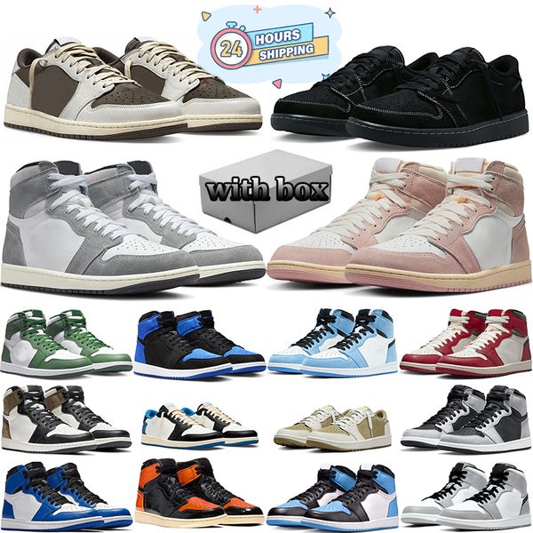 Con caja Black Phantom 1 Zapatillas de baloncesto bajas 1s Reimagined Reverse Panda Laney UNC Toe Lost Found Dark Mocha University Blue Light Smoke Grey entrenador para hombre