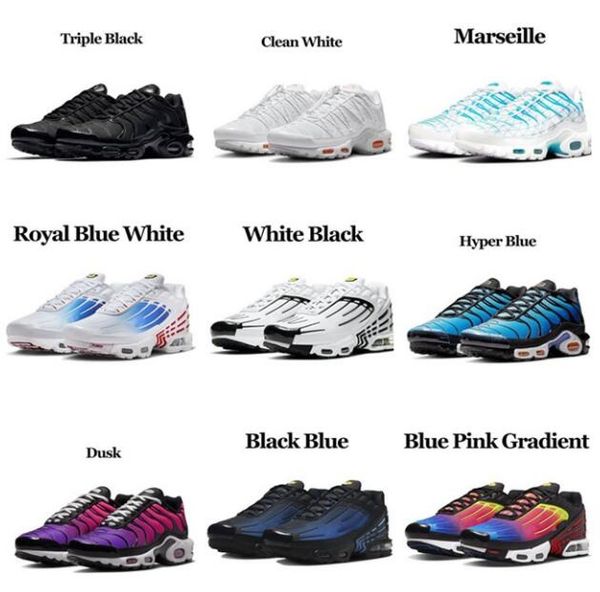 Tn plus tns zapatos para correr casuales para hombres mujeres tnplus triple Negro Blanco Universidad Azul Be True Cool Grey Stained Glass Pink airs entrenadores para hombre zapatillas de deporte max corredores