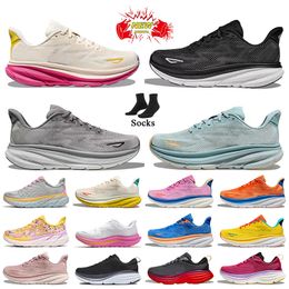 Top Fashion Clifton 9 Bondi 8 hardloopschoenen roze schuim zwart witte grijs wolk mist blauw vrij mensen dames heren kawana atletische lopers sporttrainers mesh sneakers