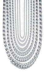 TN0022 55 cm 316L Acero de titanio Collares de cadena de estilo clásico para hombres Mujeres Joyería de moda Color oro blanco Diferentes tamaños 8128003