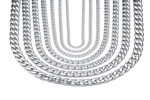 TN0022 55cm 316L titanium staal klassieke stijl ketting kettingen voor mannen dames mode sieraden wit goud kleur verschillende size8410725