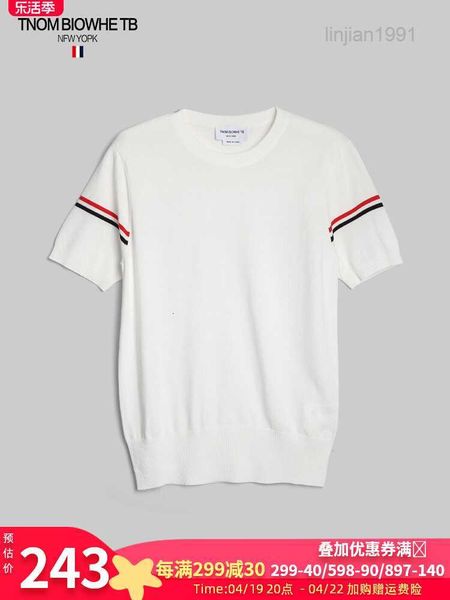 Tnom Biohe TB T-shirt à manches courtes pour hommes et femmes Été Nouveau cou rond coréen t-shirt blanc tricot en tricot