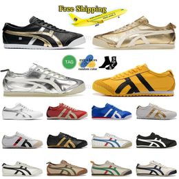 Chaussures de livraison gratuites Onitsukass Tiger Mexico 66 Sneakers lifestyle Femmes hommes Designers Chaussures Chaussures noir blanc bleu jaune beige Low Trainers Loafer