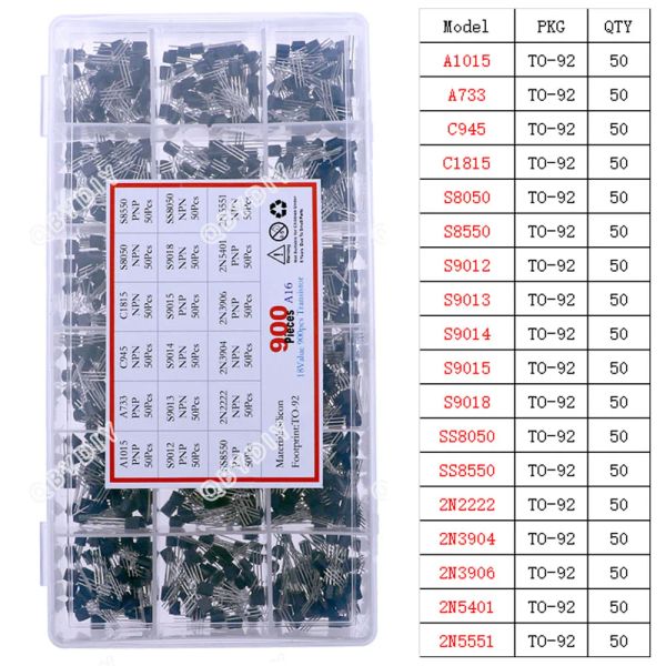 TO-92 TO-92L TO-126 TO-220 MOSFET TRIODE TRYRISTOR PNP NPN TRANSISTOR ASSORMATION KIT