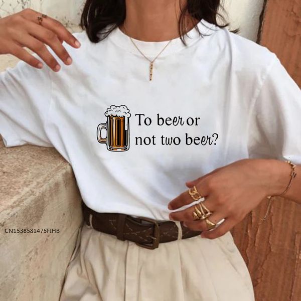 A la cerveza o no dos mujeres camiseta verano moda personalidad camisetas simples oversize harajuku vintage camiseta premium tela 240401