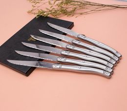 Para encontrar Francia 6 piezas de alta calidad laguiole vajilla de acero inoxidable juego de cuchillos para carne juego de vajilla D190117022929981