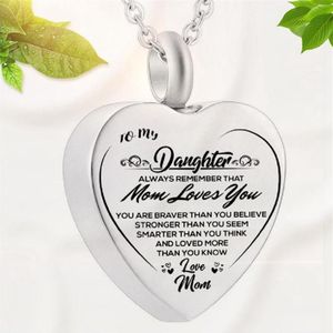 Collar de corazón para mi hija, joyería conmemorativa para cenizas, collar de acero inoxidable, elegante tejido de amor ajustable 260s