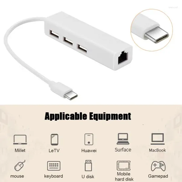 To RJ45 LAN Network Carte 4 in 1 USB 2.0 Hub pour l'adaptateur d'ordinateur portable Port d'accueil de la station de quai