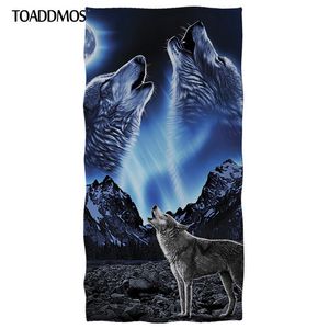 TOADDMOS Cool loup motif débarbouillette doux serviette de bain pour enfants adultes visage cheveux séchage rapide serviette Premium gant de toilette toalla playa