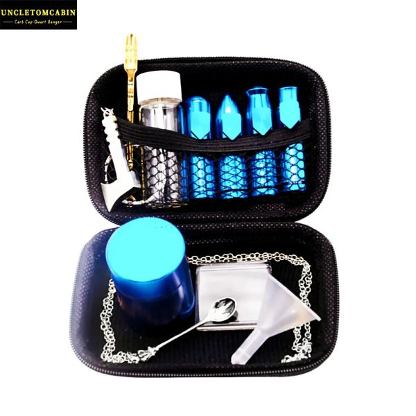 Tabac cigarette kit snorter kit aluminium snorter sniff dispensateur nasal tuyau de rangement en métal rangement cachette jar bouteille en verre boute