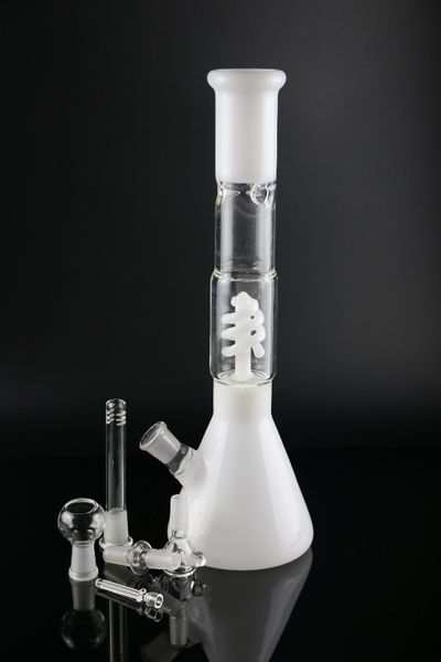 Tabac Verre Milky Beaker Bong Conduites d'eau Condenseur à serpentin Percolateur en spirale Deux fonctions avec bol de 14 mm