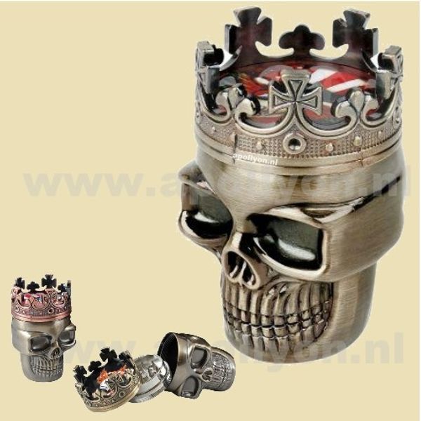 Grinder Metal King Skull Broyeurs d'herbes de tabac en plastique Accessoires pour fumer Broyeur à épices en 3 parties Muller à main magnétique avec tamis pour vaporisateur