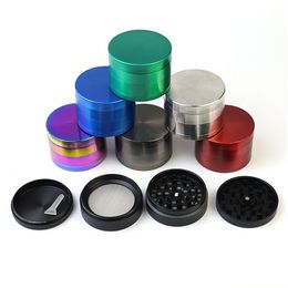 Tabakslijsten roken Accessoires 40 mm 50mm 55 mm 63 mm 4 delen Herb Spice Crusher CNC Tanden Filter Netto droge kruidenverdamper pen 7 kleuren Grinders Factory Prijs