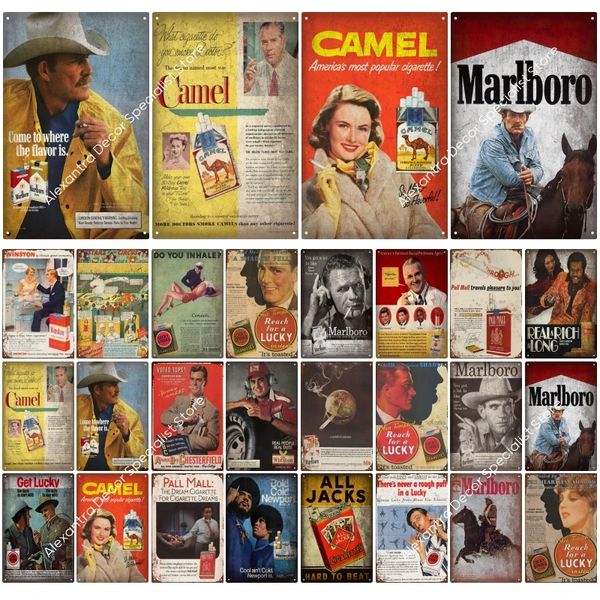 Affiche de tabac Vintage en étain, affiche en métal de cigarette, décoration artistique murale, Club Man Cave Smoke Shop, Plaque publicitaire 20x30cm Woo