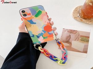 Tobe graffiti armband telefoonhoesjes voor iPhone 11 Pro Max X XS XR 7 8 Plus SE 2020 12 Mini kleurrijke ketting soft5769019