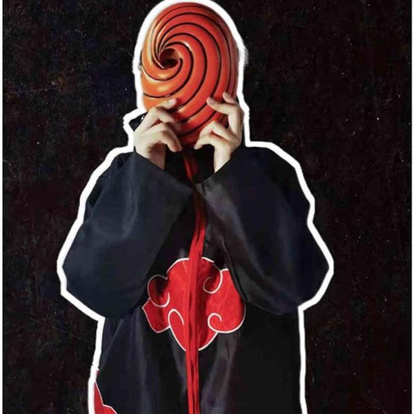 Tobi Obito Cosplay Costume Akatsuki à manches longues cape Halloween adulte enfants Cosplay Costume masque Anime Ninja Costume AA220324252o