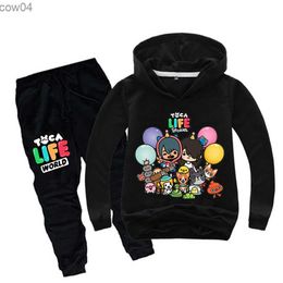 Toca Boca Life World Niños Bebés Niños Toca Life World Conjuntos de sudadera Tops para niños + Pantalón Niños Niños Niñas Ropa Sudaderas con capucha Traje L230625