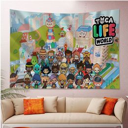 TOCA BOCA TOCA Life World Game Anime Tapestry Tapestry Japanese Wall Tapestry Anime Wall Art Decor