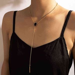 Tocona boheman zwart kristal steen lange ketting hanger nekking voor vrouwen charms legering metalen verstelbare partij sieraden Colalr G1206