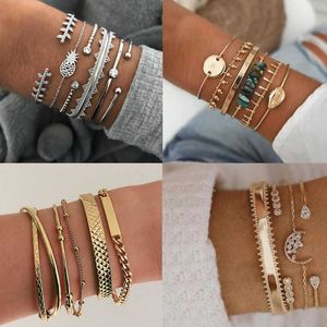 ToCona Bohemian Shell Moon Armbanden voor Vrouwen Goud Zilver Kleur Pineapple Cross Geometrische Glanzende Crystal Open Bangle Sieraden Q0719