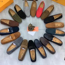 Tod Loafer Men Gommino Chaussures en cuir de chamois Designer Classic Chaussures en cuir suédé Bean Mode Haute qualité Loisirs T Mocassins intemporels Taille 38-45