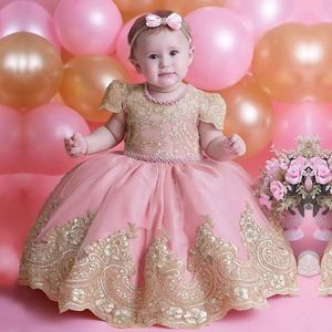 Peuter Baby 1e Verjaardag Doop Kralen Jurk Voor Meisjes Prinses Luxe Borduurkostuums Kinderfeestkleding Babys Jurken 240301