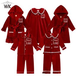 Peuter babyjongens meisjes fluwelen pyjama set kinderen winter vakantiekleding suit toevoegen je tekstnaam slaapkleding aangepast 240507