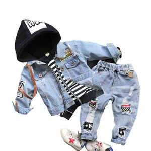 Vêtements de bébé en bas âge Automne Garçons Survêtements Veste Sweashirts + pantalons 3pcs Couverture en coton Chemises Jeans pour enfants Vêtements pour enfants 220113