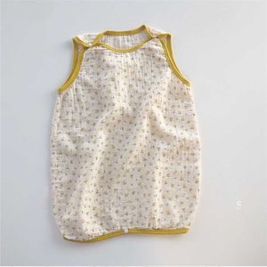 Peuter Baby Meisje Casual Leuk Bloemen Patroon Gedrukt Mouwloze Slaapzak Zomer Kid Boy Dot Zachte 211109